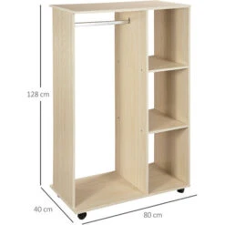 Homcom Mobile Aperto Con Stand Appendiabiti E 3 Ripiani 80 X 40 X 128cm -LettoMania Italia 28945861 3