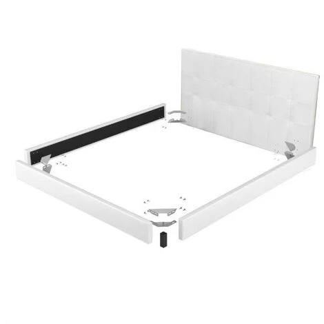 Talamo Italia Letto Matrimoniale Con Testiera, Made In Italy, Struttura In Legno Ed Ecopelle, 172x203xh100 Cm, Colore Bianco, Con Imballo Rinforzato 6 Talamo Italia Letto Matrimoniale Con Testiera, Made In Italy, Struttura In Legno Ed Ecopelle, 172x203xh100 Cm, Colore Bianco, Con Imballo Rinforzato - immagine 4