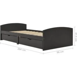 Giroletto Con 2 Cassetti Grigio In Massello Di Pino 90x200 Cm VidaXL -LettoMania Italia 30336322 3