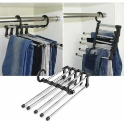 Gruccia Appendiabiti Multipla 5 In 1 Pieghevole Per Pantaloni Salva Spazio -LettoMania Italia 31027545 5