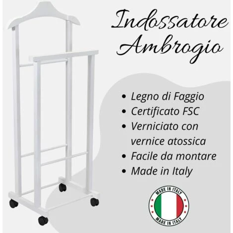 Ambrogio Indossatore Doppio In Legno Di Faggio - TOMAINO - Nero 4 Ambrogio Indossatore Doppio In Legno Di Faggio - TOMAINO - Nero - immagine 2