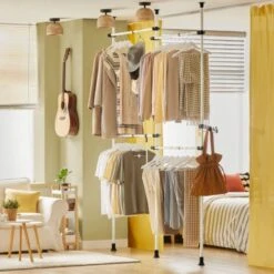 SoBuy Cabina Armadio Guardaroba Componibile, Altezza E Lunghezza Regolabile Altezza :138-235cm Bianco KLS03-W -LettoMania Italia 33902240 4