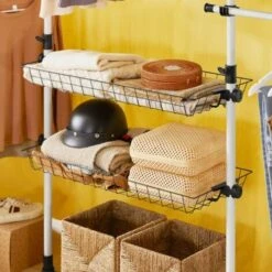 SoBuy Cabina Armadio Guardaroba Componibile, Altezza E Lunghezza Regolabile Altezza :200-270 Cm Bianco KLS04-W -LettoMania Italia 33902243 4