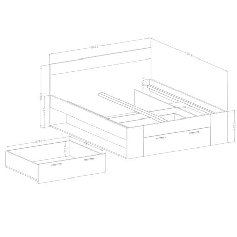 Letto Matrimoniale LISBONA Gihome ® Rovere Scuro Nero Cassettone Camera Design 7 Letto Matrimoniale LISBONA Gihome ® Rovere Scuro Nero Cassettone Camera Design - immagine 5