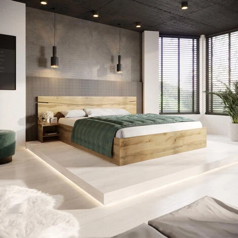 Letto Matrimoniale Contenitore CAMILLA Gihome ® Oldwook Moderno Comodini Legno 3 Letto Matrimoniale Contenitore CAMILLA Gihome ® Oldwook Moderno Comodini Legno