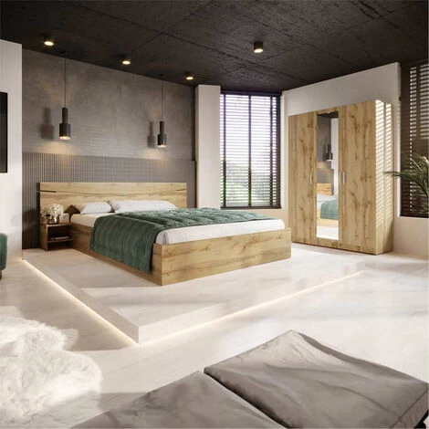 Letto Matrimoniale Contenitore CAMILLA Gihome ® Oldwook Moderno Comodini Legno 4 Letto Matrimoniale Contenitore CAMILLA Gihome ® Oldwook Moderno Comodini Legno - immagine 2