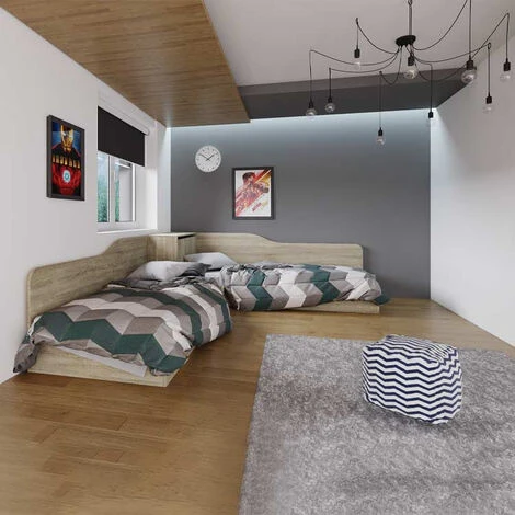 Doppio Letto Singolo STEFANO Rovere Cameretta Bambini Ragazzi Design Moderno 3 Doppio Letto Singolo STEFANO Rovere Cameretta Bambini Ragazzi Design Moderno