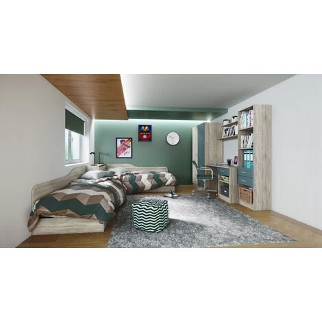 Doppio Letto Singolo STEFANO Rovere Cameretta Bambini Ragazzi Design Moderno 4 Doppio Letto Singolo STEFANO Rovere Cameretta Bambini Ragazzi Design Moderno - immagine 2