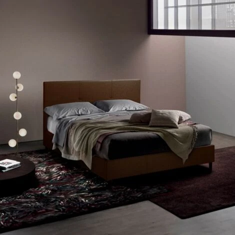 Letto Francese 1 Piazza E Mezza In Tessuto Con Rete Testiera 120x190 Lausanne Colore: Marrone 3 Letto Francese 1 Piazza E Mezza In Tessuto Con Rete Testiera 120x190 Lausanne Colore: Marrone