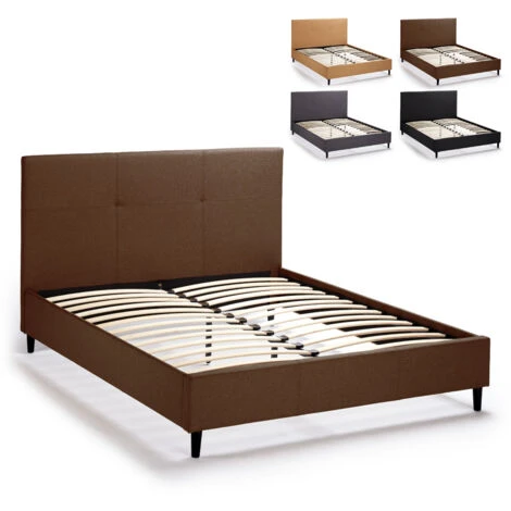 Letto Francese 1 Piazza E Mezza In Tessuto Con Rete Testiera 120x190 Lausanne Colore: Marrone 4 Letto Francese 1 Piazza E Mezza In Tessuto Con Rete Testiera 120x190 Lausanne Colore: Marrone - immagine 2