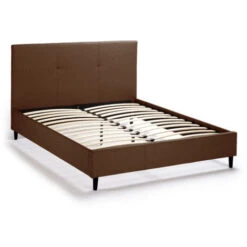 Letto Francese 1 Piazza E Mezza In Tessuto Con Rete Testiera 120x190 Lausanne Colore: Marrone 9 Letto Francese 1 Piazza E Mezza In Tessuto Con Rete Testiera 120x190 Lausanne Colore: Marrone -LettoMania Italia 36139471 3