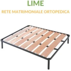 EVERGREENWEB - Rete Letto Doghe Larghe 80x190 In Legno Ortopedica Con 4 Piedi Smontabili, Struttura Portante In Ferro Rinforzata, Base Da Incasso Per Tutti Tipi Di Letti E Materassi | LIME
