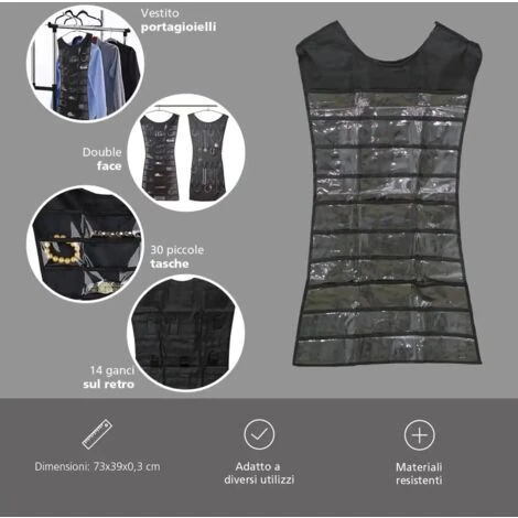 2x Vestito Portagioielli Raccoglitore Organizer Double-face Multitasche 7 2x Vestito Portagioielli Raccoglitore Organizer Double-face Multitasche - immagine 5