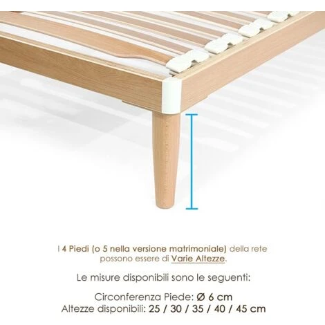 Qualydorm Rete Letto In Legno 165x200 H 52 Cm Matrimoniale King 26 Doghe Basculanti In Faggio 100% 6 Qualydorm Rete Letto In Legno 165x200 H 52 Cm Matrimoniale King 26 Doghe Basculanti In Faggio 100% - immagine 4