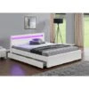 Struttura Letto In Similpelle Bianca Con Contenitore E LED 140x190 Cm ENFIELD -LettoMania Italia 39630473 1