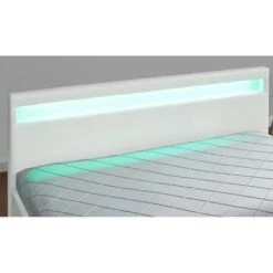 Struttura Letto In Similpelle Bianca Con Contenitore E LED 140x190 Cm ENFIELD -LettoMania Italia 39630473 5