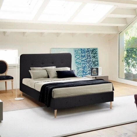 Letto Francese 1 Piazza E Mezza Nordico Tessuto E Legno 120x190 Friborg Colore: Nero 3 Letto Francese 1 Piazza E Mezza Nordico Tessuto E Legno 120x190 Friborg Colore: Nero