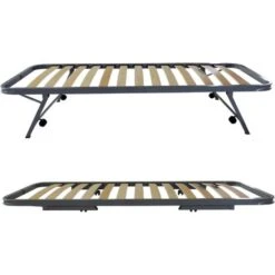 Qualydorm Rete Salvaspazio Estraibile In Ferro Con Piedi Reclinabili Doghe In Legno Cm 80x190 H35 Per Materasso Da Una Piazza 80 X 190 -LettoMania Italia 40500386 3