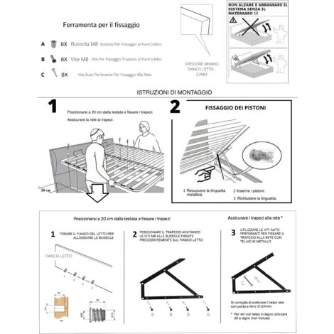Kit MECCANISMO ALZARETE Sollevamento Per Letto Contenitore. MADE IN ITALY - Letto Matrimoniale - Fuorimisura 5 Kit MECCANISMO ALZARETE Sollevamento Per Letto Contenitore. MADE IN ITALY - Letto Matrimoniale - Fuorimisura - immagine 3