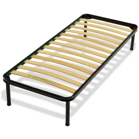 RETE ORTOPEDICA SINGOLA A 13 DOGHE STRETTE IN LEGNO 80X190 CON 4 PIEDI IN FERRO 3 RETE ORTOPEDICA SINGOLA A 13 DOGHE STRETTE IN LEGNO 80X190 CON 4 PIEDI IN FERRO