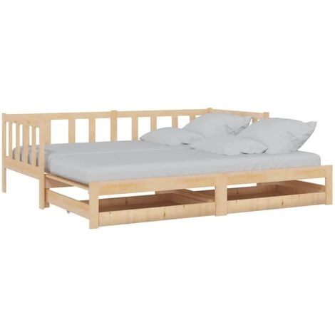 Dormeuse Estraibile 2x(90x200) Cm In Legno Massello Di Pino VidaXL 6 Dormeuse Estraibile 2x(90x200) Cm In Legno Massello Di Pino VidaXL - immagine 4