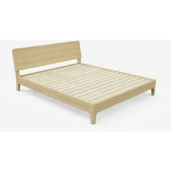 Letto Matrimoniale 160x200cm Design Moderno In Legno Doghe Testata Linz King Colore: Legno Naturale -LettoMania Italia 50900371 3