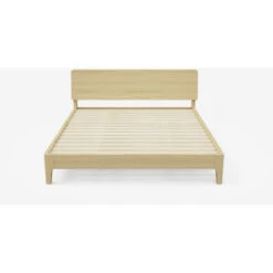 Letto Matrimoniale 160x200cm Design Moderno In Legno Doghe Testata Linz King Colore: Legno Naturale -LettoMania Italia 50900371 5