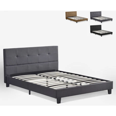 Letto Matrimoniale A 2 Piazze In Tessuto Con Rete Doghe 160x190cm Jona Colore: Grigio Scuro 4 Letto Matrimoniale A 2 Piazze In Tessuto Con Rete Doghe 160x190cm Jona Colore: Grigio Scuro - immagine 2