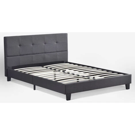 Letto Matrimoniale A 2 Piazze In Tessuto Con Rete Doghe 160x190cm Jona Colore: Grigio Scuro 6 Letto Matrimoniale A 2 Piazze In Tessuto Con Rete Doghe 160x190cm Jona Colore: Grigio Scuro - immagine 4