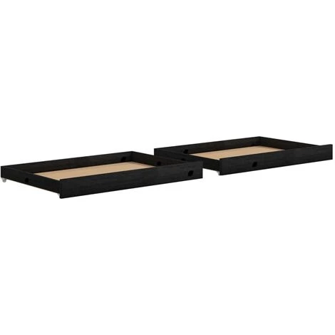 Cassetti Per Divano Letto 2 Pz Neri In Legno Massello Di Pino 4 Cassetti Per Divano Letto 2 Pz Neri In Legno Massello Di Pino - immagine 2