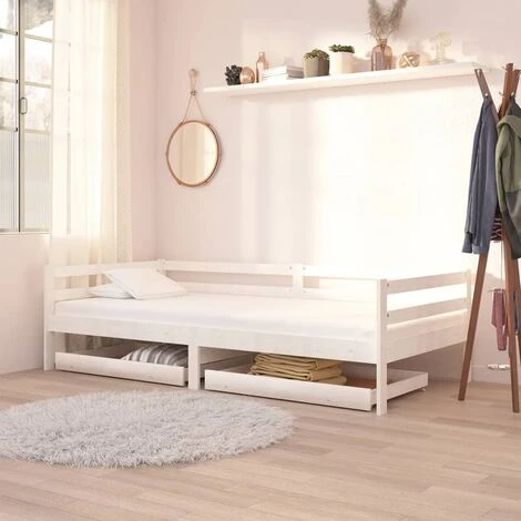 Cassetti Per Divano Letto 2 Pz In Legno Massello Di Pino Bianco 3 Cassetti Per Divano Letto 2 Pz In Legno Massello Di Pino Bianco