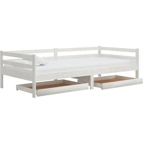 Cassetti Per Divano Letto 2 Pz In Legno Massello Di Pino Bianco 5 Cassetti Per Divano Letto 2 Pz In Legno Massello Di Pino Bianco - immagine 3