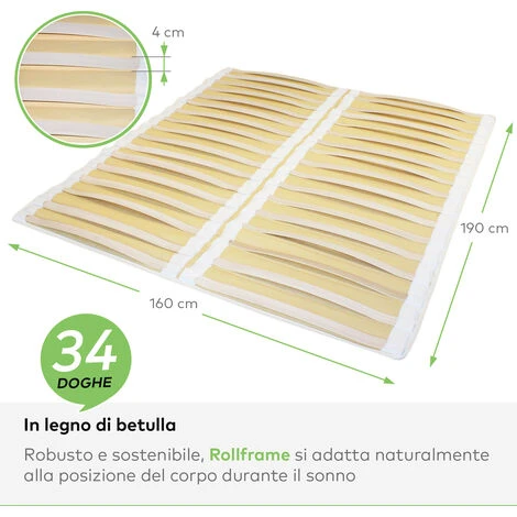 EVERGREENWEB - Rete Singola 90x190 Cm Arrotolabile, Con Doghe Legno In Betulla, Stuoia Di Doghe Avvolgibile, Adatta A Tutti I Materassi. Realizzata Completamente In Italia 6 EVERGREENWEB - Rete Singola 90x190 Cm Arrotolabile, Con Doghe Legno In Betulla, Stuoia Di Doghe Avvolgibile, Adatta A Tutti I Materassi. Realizzata Completamente In Italia - immagine 4