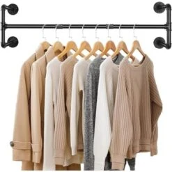 Attaccapanni Da Muro 109cm Tubo Asta Barra Appendiabiti Da Parete Industriale Camera Da Letto Portare Fino A 50 Kg