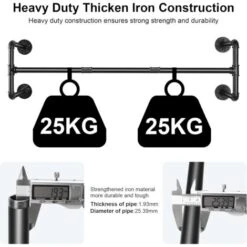 Attaccapanni Da Muro 109cm Tubo Asta Barra Appendiabiti Da Parete Industriale Camera Da Letto Portare Fino A 50 Kg -LettoMania Italia 51650090 4