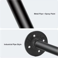 Attaccapanni Da Muro 109cm Tubo Asta Barra Appendiabiti Da Parete Industriale Camera Da Letto Portare Fino A 50 Kg -LettoMania Italia 51650090 5