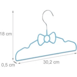 Relaxdays Set Da 10 Grucce Per Bambini Con Fiocco, Decorate, Salvaspazio, Appendini, Stampelle, 30 Cm, Ferro, Celeste -LettoMania Italia 51972238 4
