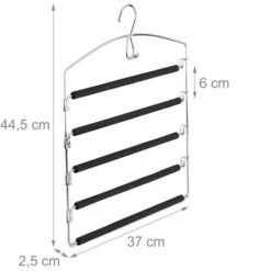 5x Grucce Per Pantaloni Salvaspazio, Appendiabiti Multiplo Imbottito In Metallo, HLP: 44,5x37x2,7 Cm Argento/nero 10 5x Grucce Per Pantaloni Salvaspazio, Appendiabiti Multiplo Imbottito In Metallo, HLP: 44,5x37x2,7 Cm Argento/nero -LettoMania Italia 51973717 4