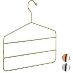 Relaxdays Gruccia Appendiabiti Multipla, Per Pantaloni, Gonne, Sciarpe, Design Elegante, 4 Mm, In Metallo, Oro