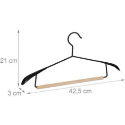 Relaxdays Set Da 12 Grucce, Per Giacche Abiti E Completi, Asta Per Pantaloni, Spalle Larghe, In Metallo & Legno, Nere -LettoMania Italia 51975713 4