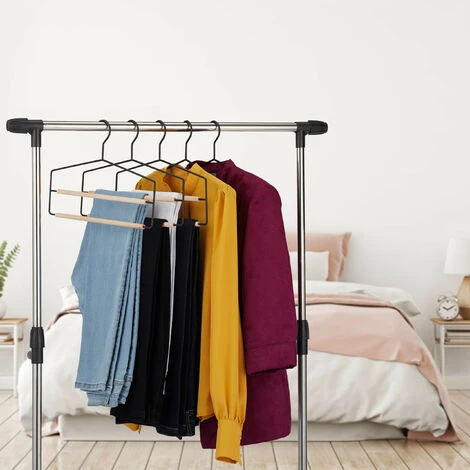 Relaxdays Set Da 3 Grucce Per Pantaloni, Salvaspazio E Multiple, Per Gonne, Antiscivolo, Legno E Metallo, Nero/Naturale 7 Relaxdays Set Da 3 Grucce Per Pantaloni, Salvaspazio E Multiple, Per Gonne, Antiscivolo, Legno E Metallo, Nero/Naturale - immagine 5