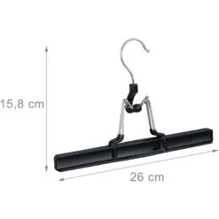 Set 5 Grucce Per Pantaloni E Gonne, Ganci Girevoli A 360°, Morsetti Gommati, Stampelle, 26 Cm, Metallo, Nero -LettoMania Italia 51977837 4