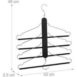 Relaxdays Gruccia Multipla, 4 Stampelle Appendiabiti Con Asta Per Pantaloni, Appendino Legno E Metallo Salvaspazio, Nera -LettoMania Italia 51978048 4