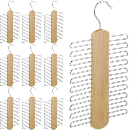 10x Gruccia Multipla Portacravatte, Stampella 20 Cravatte, Organizer Armadio,Gancio Girevole A 360°,Legno,naturale 3 10x Gruccia Multipla Portacravatte, Stampella 20 Cravatte, Organizer Armadio,Gancio Girevole A 360°,Legno,naturale