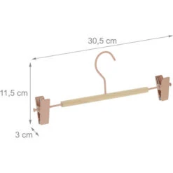 Relaxdays Set Da 10 Grucce Per Pantaloni, Gonne Etc., 2 Clip Per Gruccia, Legno E Metallo, 11,5x30,5x3 Cm, Rosa/Naturale -LettoMania Italia 51981903 4