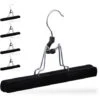 Relaxdays Set Da 5 Grucce Per Pantaloni, Legno, Rivestimento In Velluto Antiscivolo, Stampelle Per Gonne, B: 25 Cm, Nero -LettoMania Italia 51981930 1