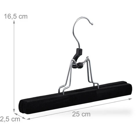 Relaxdays Set Da 5 Grucce Per Pantaloni, Legno, Rivestimento In Velluto Antiscivolo, Stampelle Per Gonne, B: 25 Cm, Nero 6 Relaxdays Set Da 5 Grucce Per Pantaloni, Legno, Rivestimento In Velluto Antiscivolo, Stampelle Per Gonne, B: 25 Cm, Nero - immagine 4