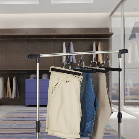 Relaxdays Set Da 5 Grucce Per Pantaloni, Legno, Rivestimento In Velluto Antiscivolo, Stampelle Per Gonne, B: 25 Cm, Nero 7 Relaxdays Set Da 5 Grucce Per Pantaloni, Legno, Rivestimento In Velluto Antiscivolo, Stampelle Per Gonne, B: 25 Cm, Nero - immagine 5