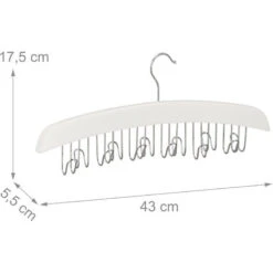 2x Gruccia Porta Cinture, Per 12 Cinte, Accessorio Appendiabiti In Legno Di Loto, 17,5x43x5,5 Cm, Bianco /Argento -LettoMania Italia 51983199 4