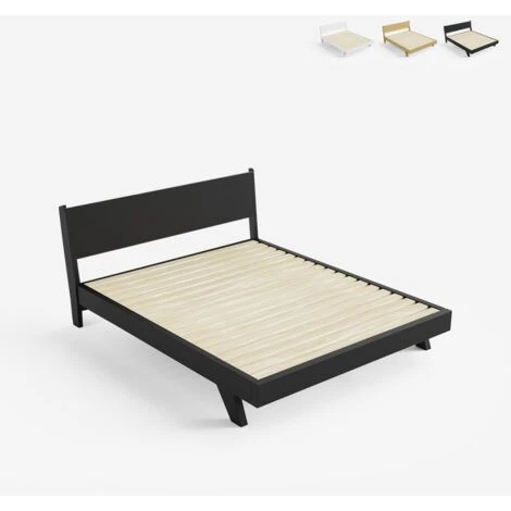 Letto Matrimoniale Design Moderno 160x190cm Con Doghe E Cuscini Rust Colore: Nero 4 Letto Matrimoniale Design Moderno 160x190cm Con Doghe E Cuscini Rust Colore: Nero - immagine 2